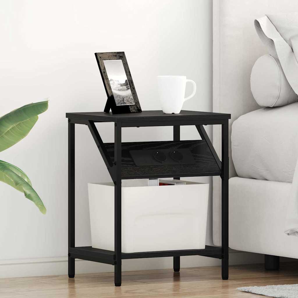 Κομοδίνο 2 pcs Μαύρη Οξυά 38 x 30 x 48 εκ. Επεξεργασμένο ξύλο - Pakobazaar