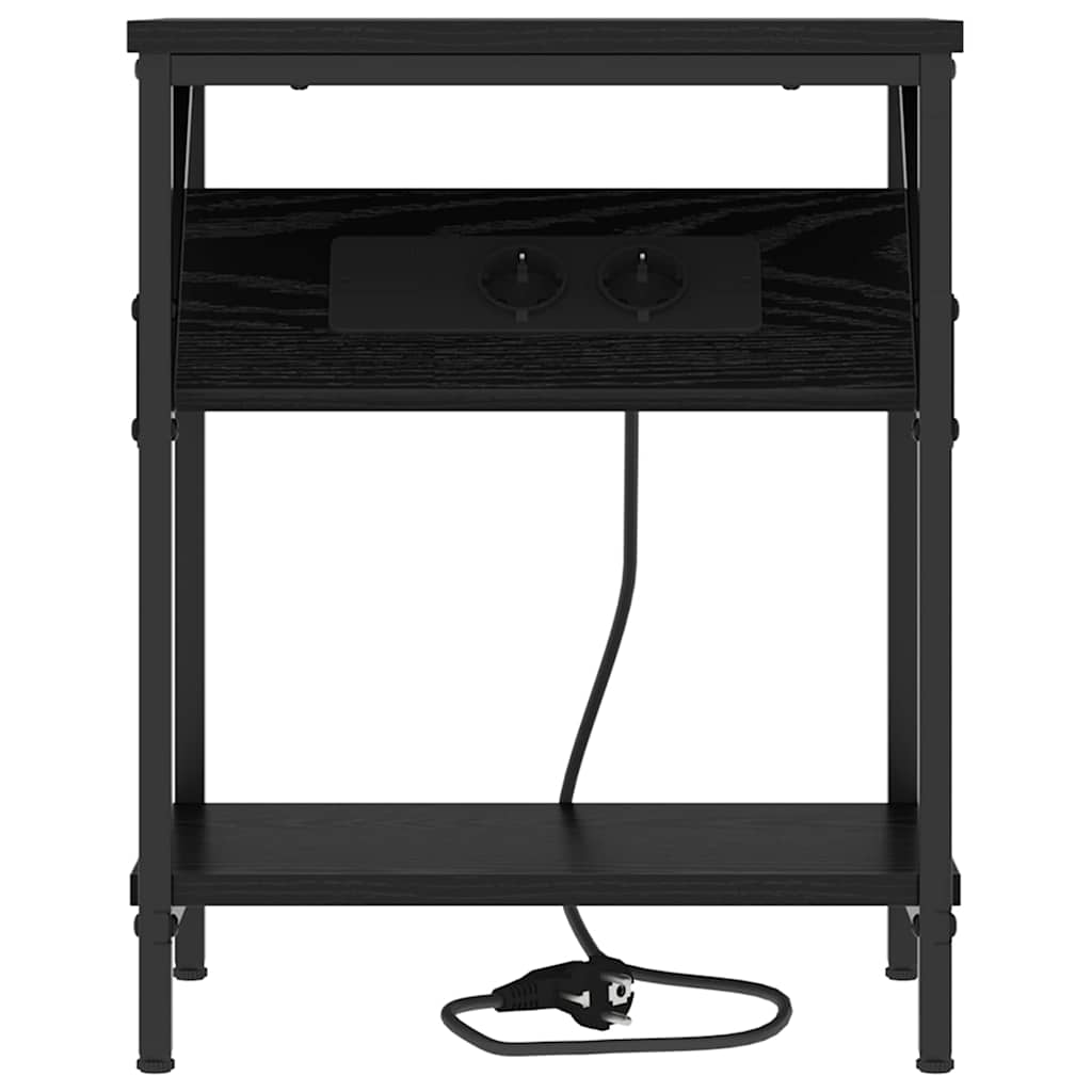 Κομοδίνο 2 pcs Μαύρη Οξυά 38 x 30 x 48 εκ. Επεξεργασμένο ξύλο - Pakobazaar
