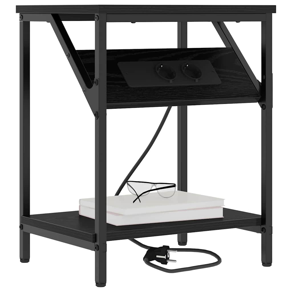 Κομοδίνο 2 pcs Μαύρη Οξυά 38 x 30 x 48 εκ. Επεξεργασμένο ξύλο - Pakobazaar