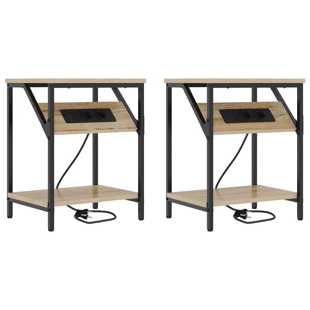 Κομοδίνο 2 pcs Δρύς Sonoma 38 x 30 x 48 εκ. Επεξεργασμένο ξύλο - Pakobazaar