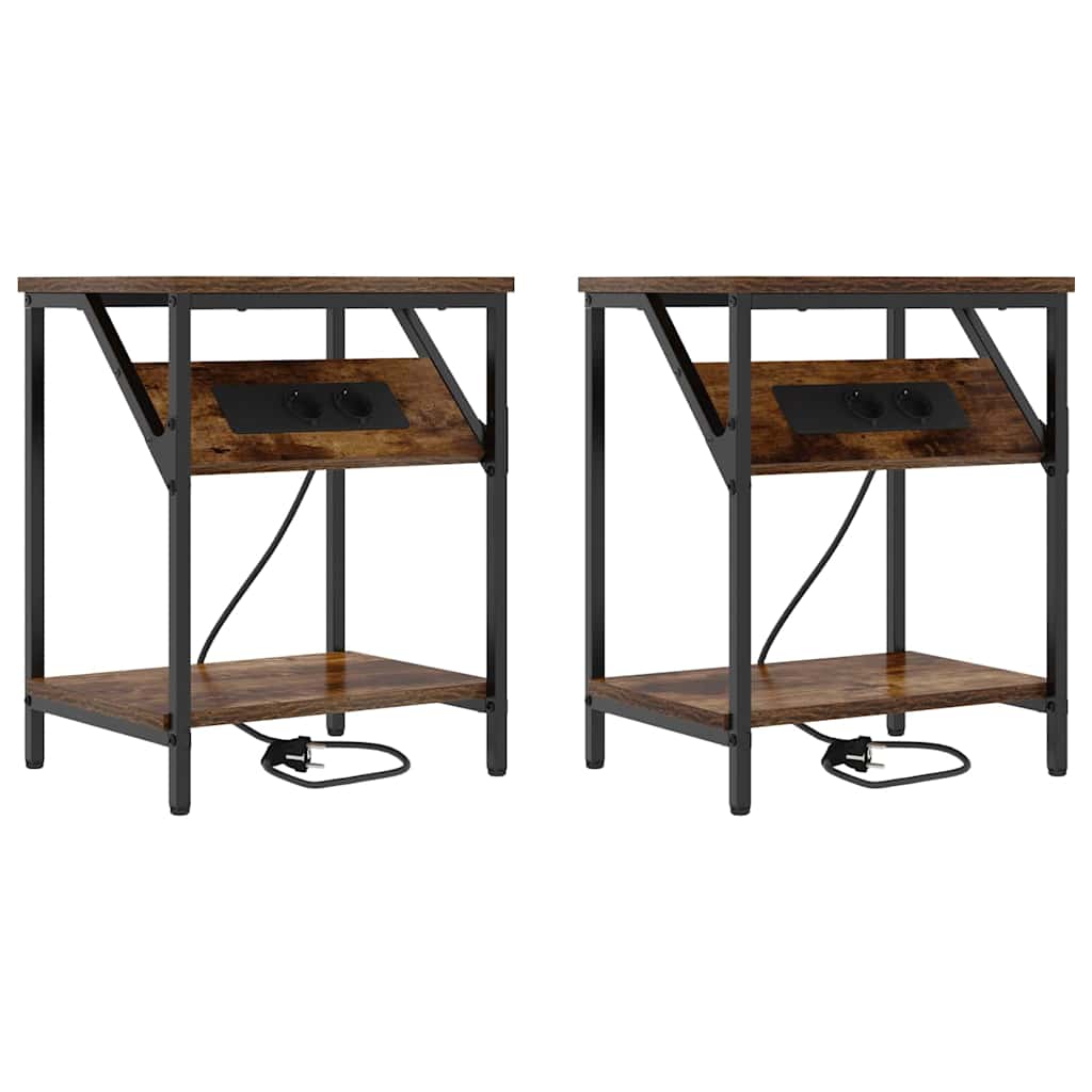 Κομοδίνο 2 pcs Καπνιστό Δρύς 38 x 30 x 48 εκ. - Pakobazaar