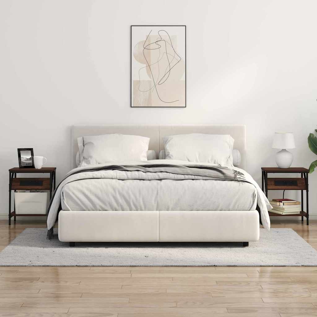 Κομοδίνο 2 pcs Καφέ δρυς 38 x 30 x 48 εκ. Επεξεργασμένο ξύλο - Pakobazaar