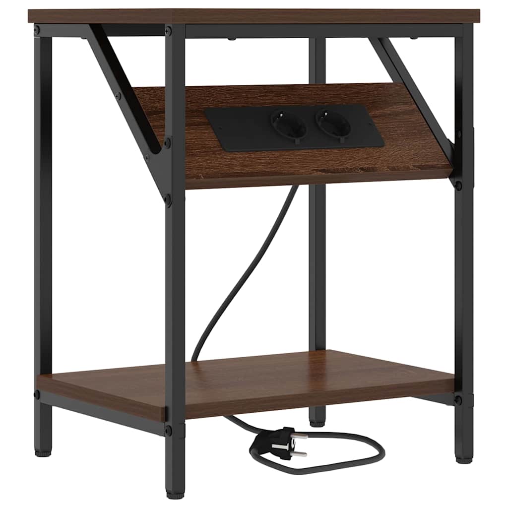 Κομοδίνο 2 pcs Καφέ δρυς 38 x 30 x 48 εκ. Επεξεργασμένο ξύλο - Pakobazaar