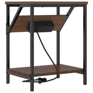 Κομοδίνο 2 pcs Καφέ δρυς 38 x 30 x 48 εκ. Επεξεργασμένο ξύλο - Pakobazaar