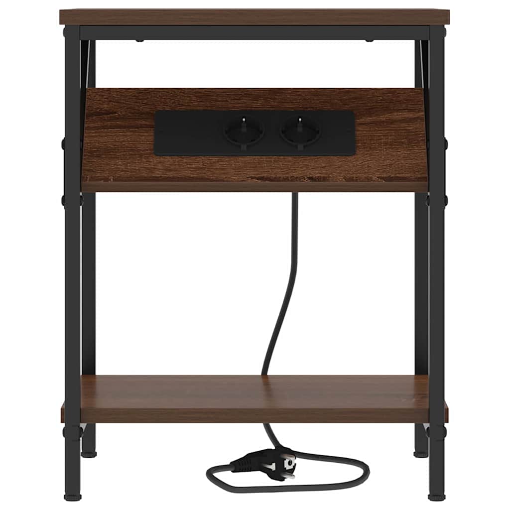 Κομοδίνο 2 pcs Καφέ δρυς 38 x 30 x 48 εκ. Επεξεργασμένο ξύλο - Pakobazaar