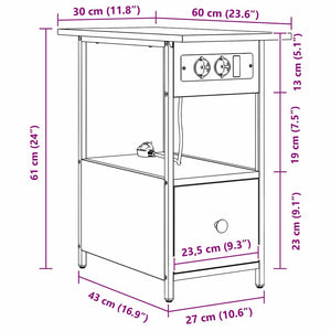 Κομοδίνο Δρύς Sonoma 60 x 30 x 61 εκ Επεξεργασμένο ξύλο - Pakobazaar