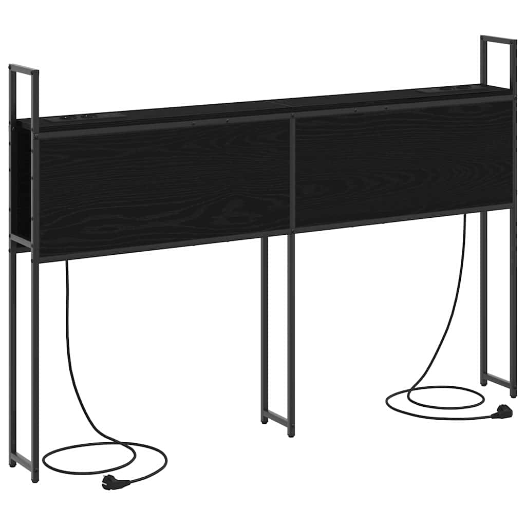 Κεφαλάρι Αποθήκης με Σταθμό Φόρτισης με ράφι Μαύρη δρυς - Pakobazaar