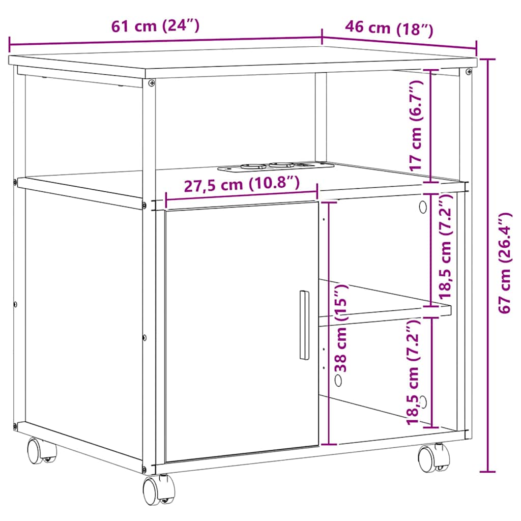 Ντουλάπα με Σταθμό Φόρτισης Δρύς Sonoma 61 x 46 x 67 εκ. - Pakobazaar