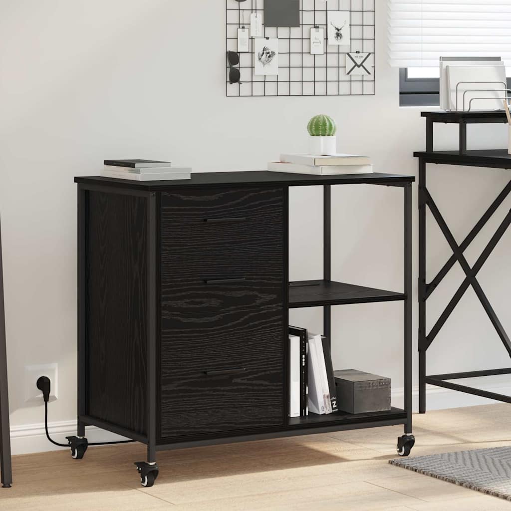Ντουλάπα με Σταθμό Φόρτισης Μαύρη Οξυά 76 x 41 x 72 cm - Pakobazaar