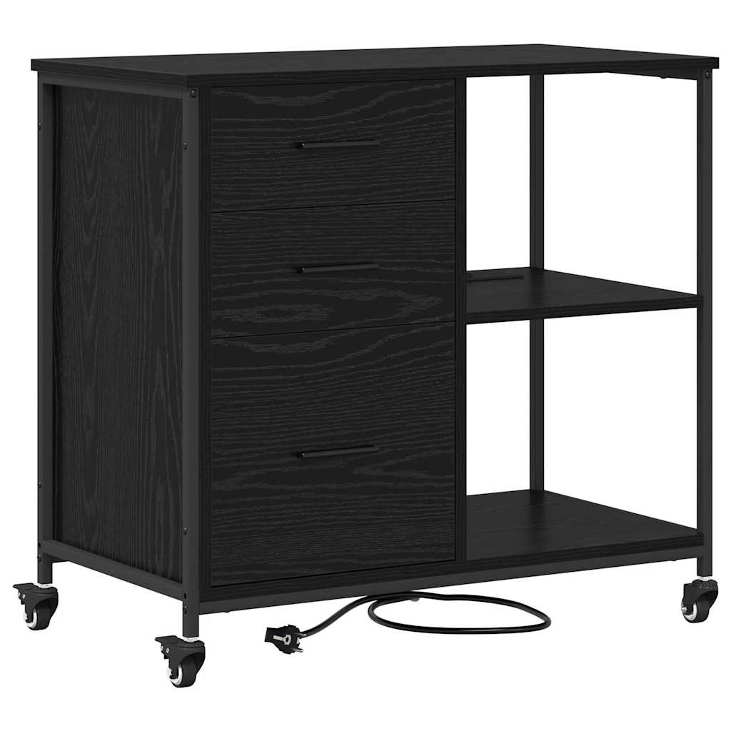 Ντουλάπα με Σταθμό Φόρτισης Μαύρη Οξυά 76 x 41 x 72 cm - Pakobazaar