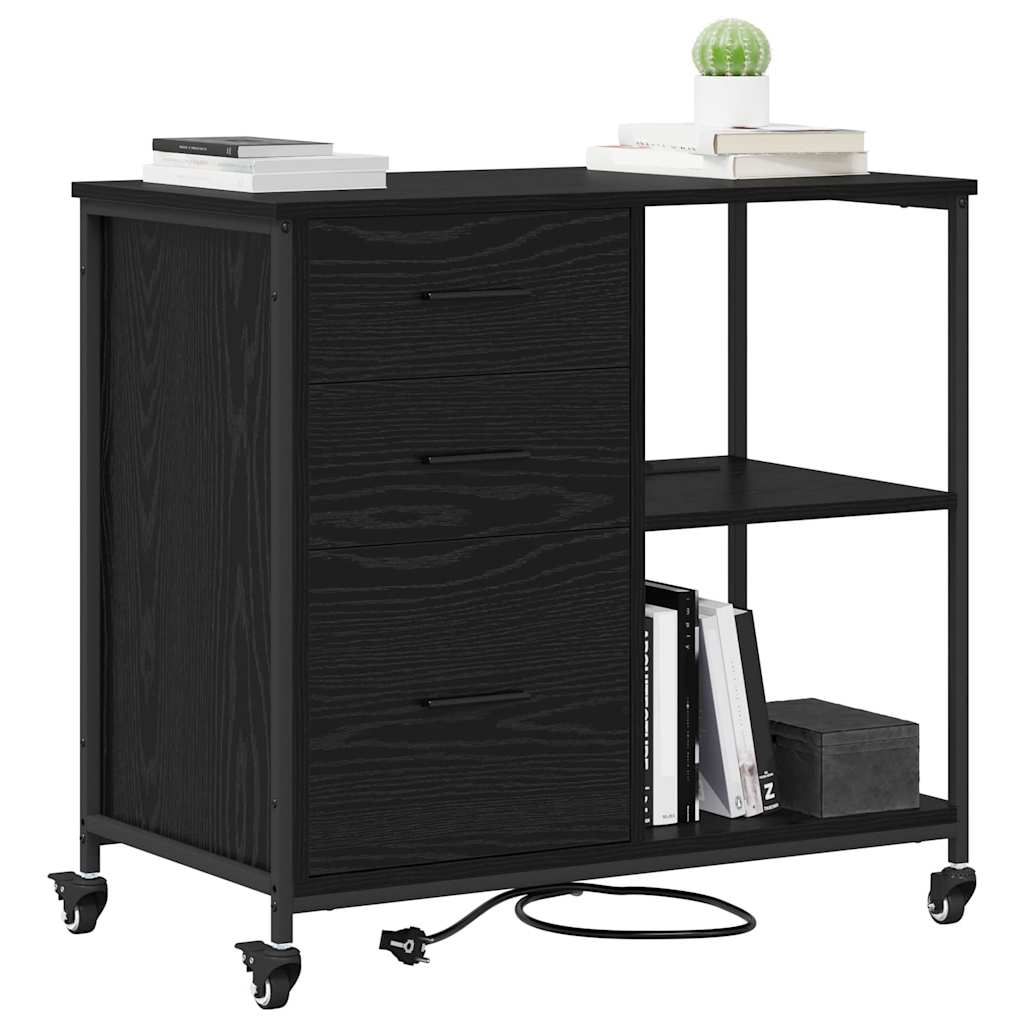 Ντουλάπα με Σταθμό Φόρτισης Μαύρη Οξυά 76 x 41 x 72 cm - Pakobazaar