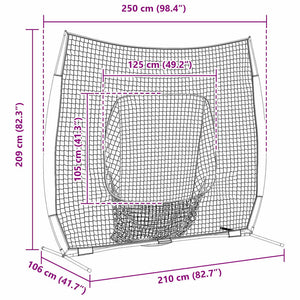 Δίχτυ προπόνησης μπέιζμπολ Μαύρο 250 x 106 x 209 εκ. - Pakobazaar