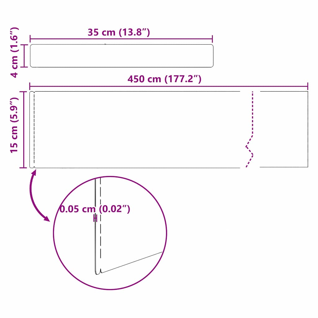 Περίγραμμα γκαζόν Ασημί 450 x 0.05 x 15 εκ