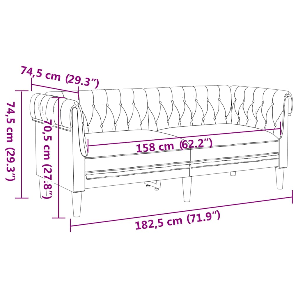 Καναπές Καφέ 182,5 x 74,5 x 74,5 εκατοστά Πολυεστέρας
