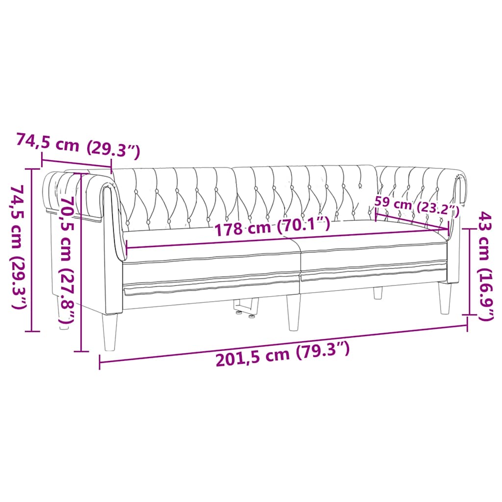 Καναπές Σκούρο Γκρι 201,5 x 74,5 x 74,5 εκατοστά Πολυεστέρας