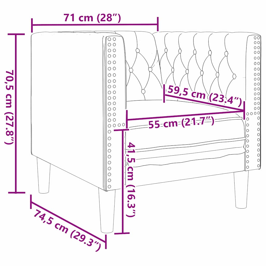 Καναπές Μαύρο 74,5 x 71 x 70,5 εκ. PVC