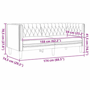 Καναπές Μαύρο 174 x 74,5 x 70,5 εκ. PVC - Pakobazaar