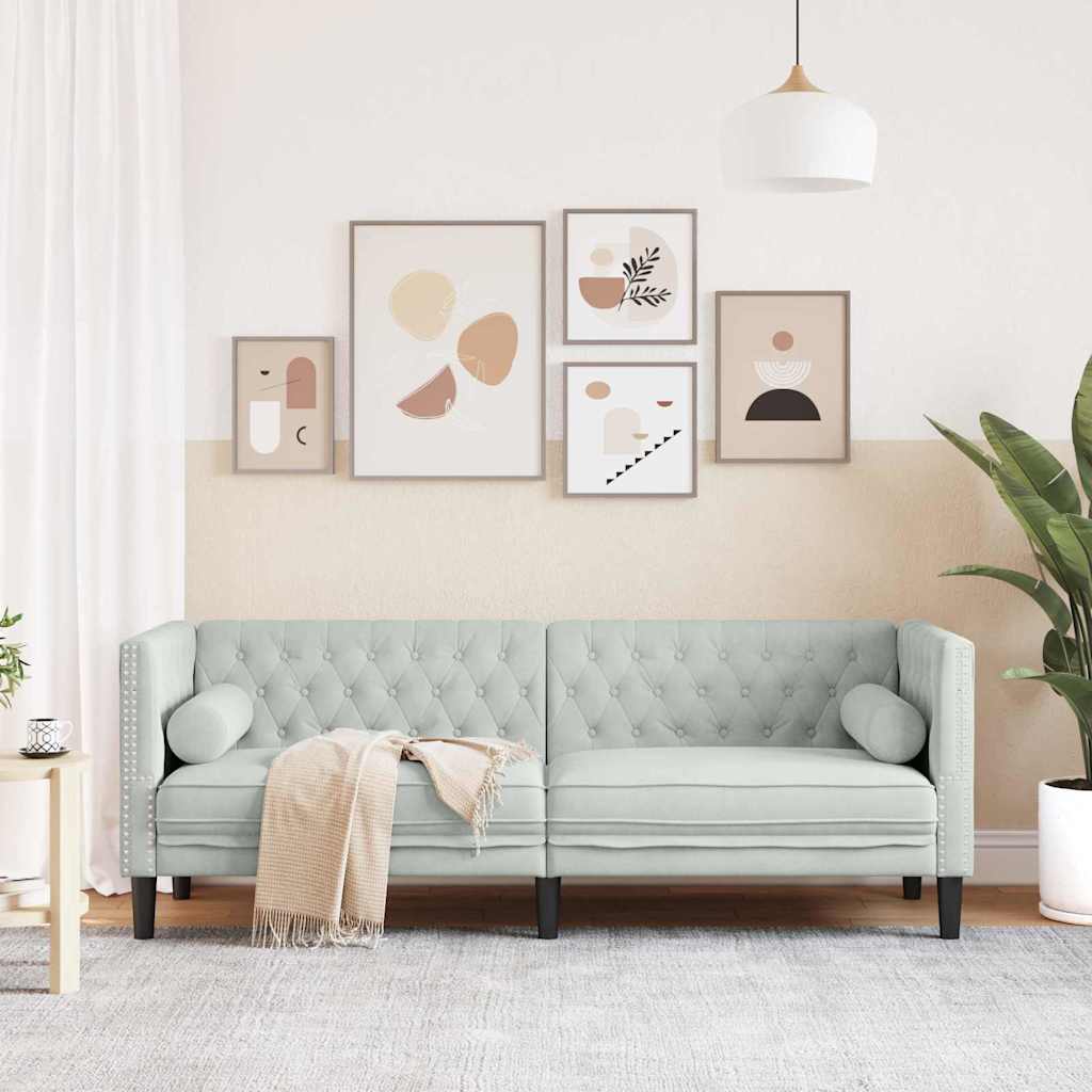 Καναπές Ανοιχτό γκρι 194 x 74,5 x 70,5 εκ. Βελούδο