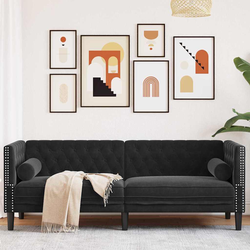 Καναπές Μαύρο 194 x 74,5 x 70,5 εκ. Βελούδο - Pakobazaar