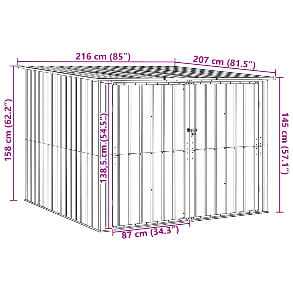 Αποθήκη Ποδηλάτου 3 pcs Ανθρακί 216 x 207 x 158 εκ. Μέταλλο