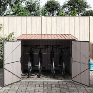 Αποθήκη Ποδηλάτου 3 pcs Καφέ 215 x 206 x 157 εκ. Μέταλλο - Pakobazaar