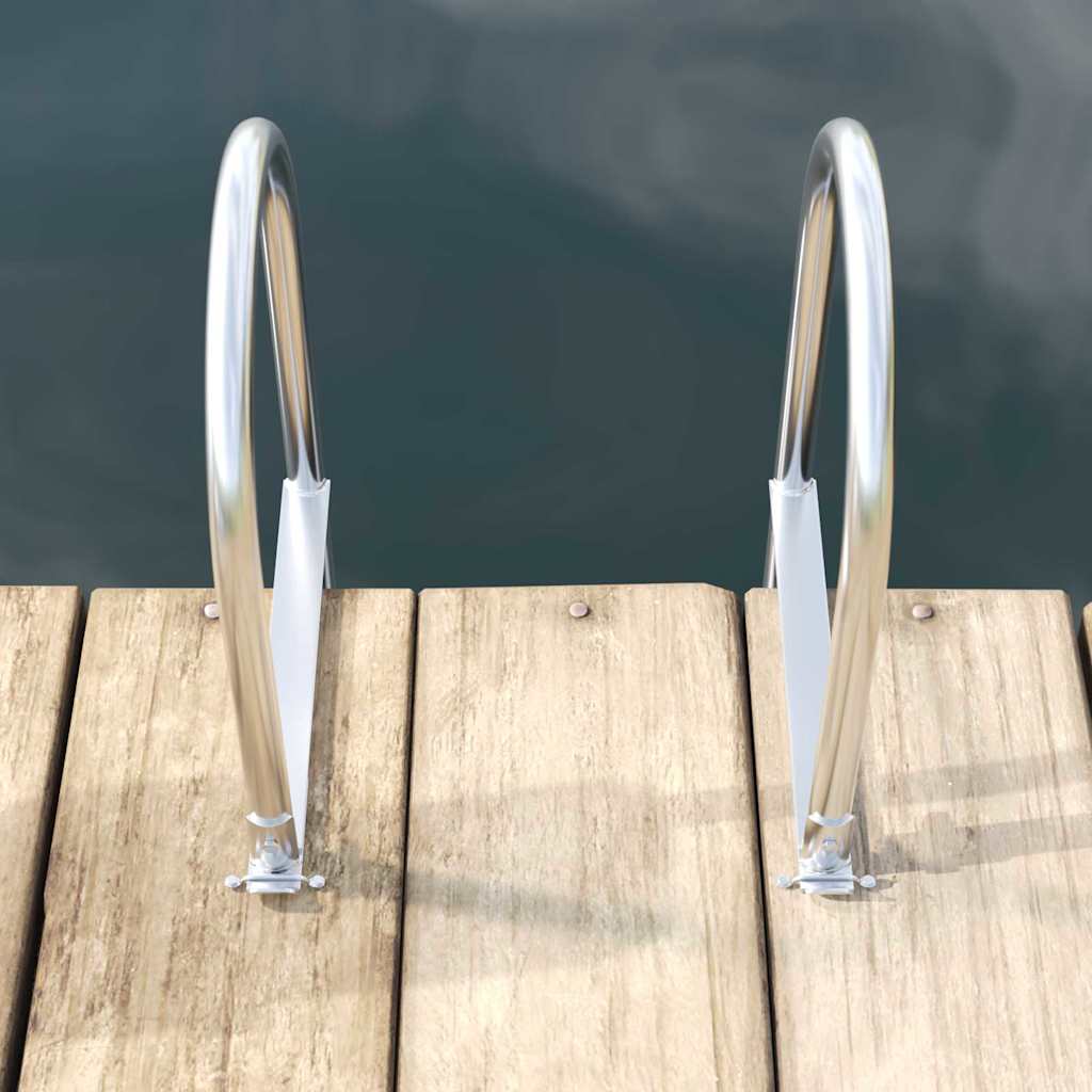 3-Βήμα Σκάλα για Μώλο Ασημί 45 x 11,5 x 134 εκ Αλουμίνιο