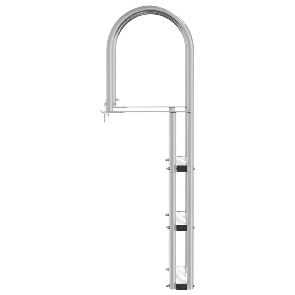 3-Βήμα Σκάλα για Μώλο Ασημί 45 x 11,5 x 134 εκ Αλουμίνιο