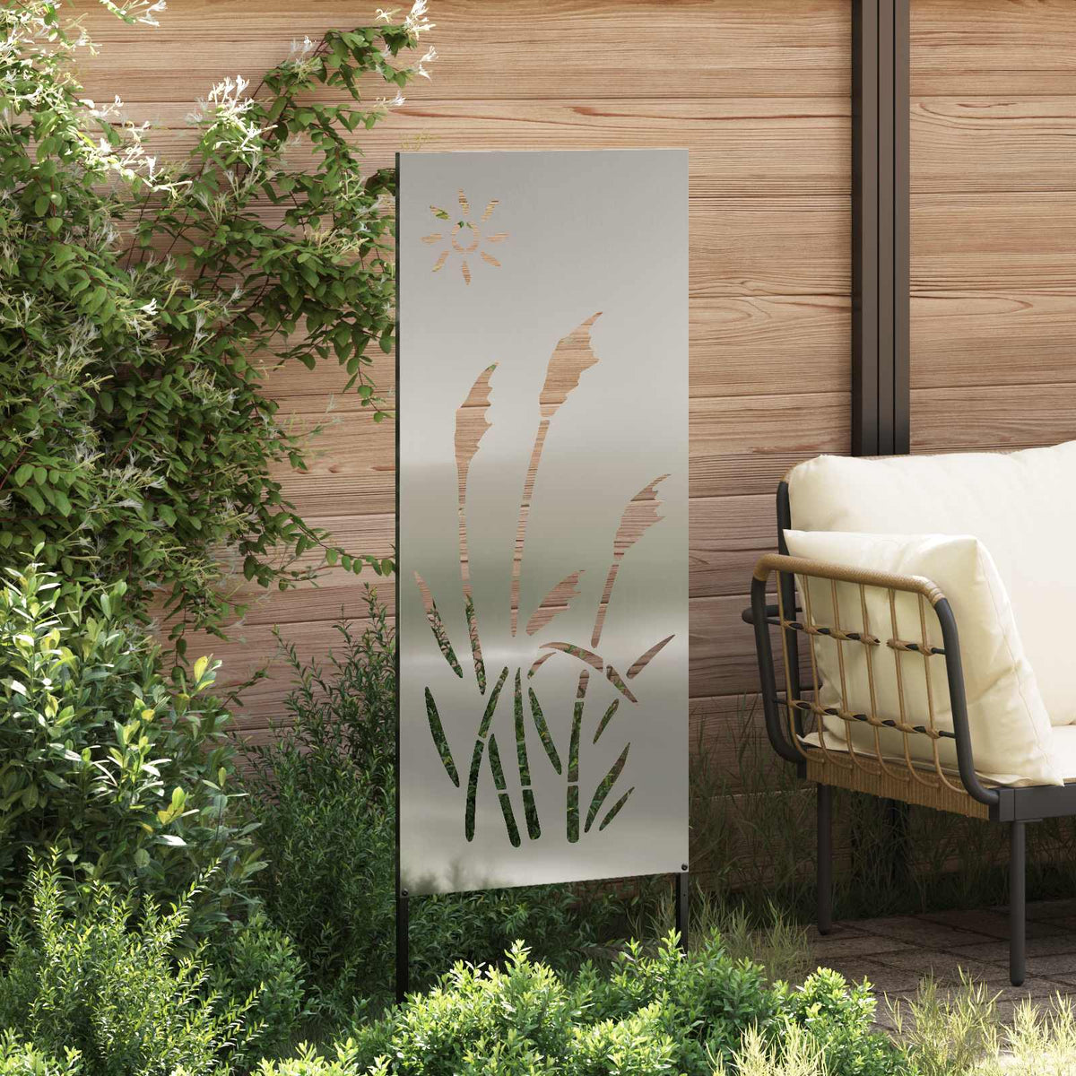 Οθόνη Ιδιωτικότητας Κήπου Μαιανδρικό σχέδιο Ασημί 50 x 140 εκ - Pakobazaar