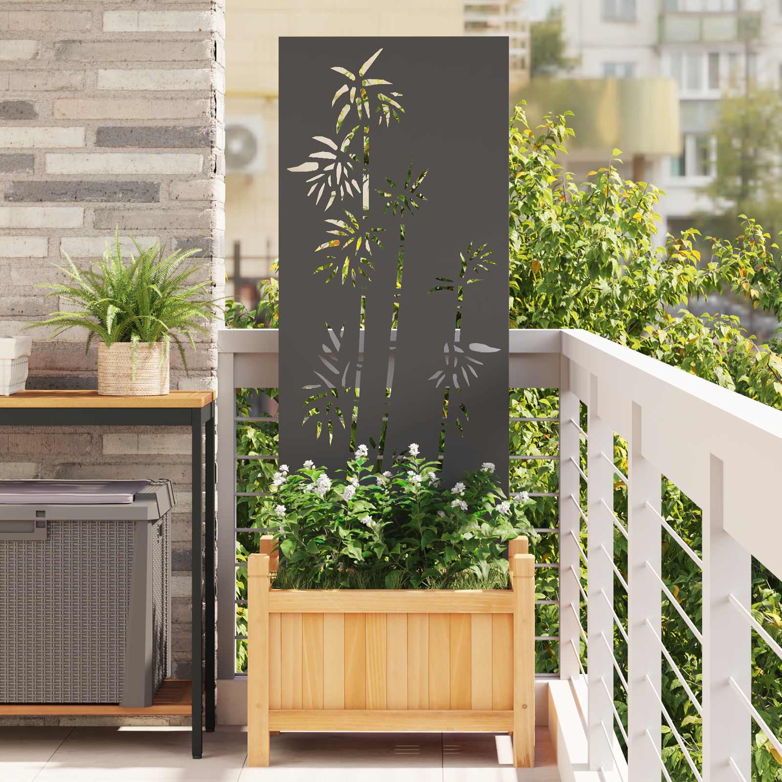 Οθόνη Ιδιωτικότητας Κήπου Floral Μαύρο 50 x 140 εκ