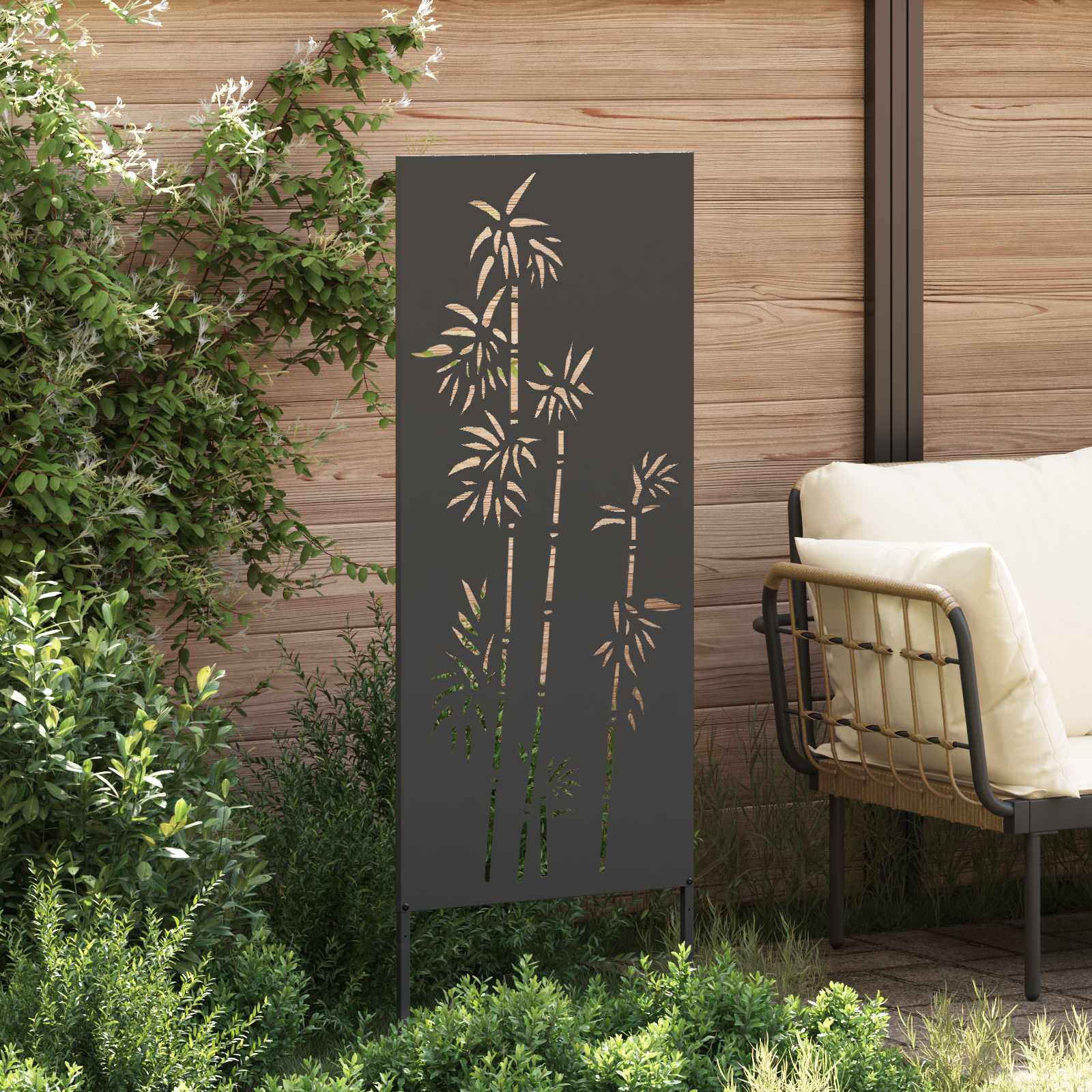 Οθόνη Ιδιωτικότητας Κήπου Floral Μαύρο 50 x 140 εκ