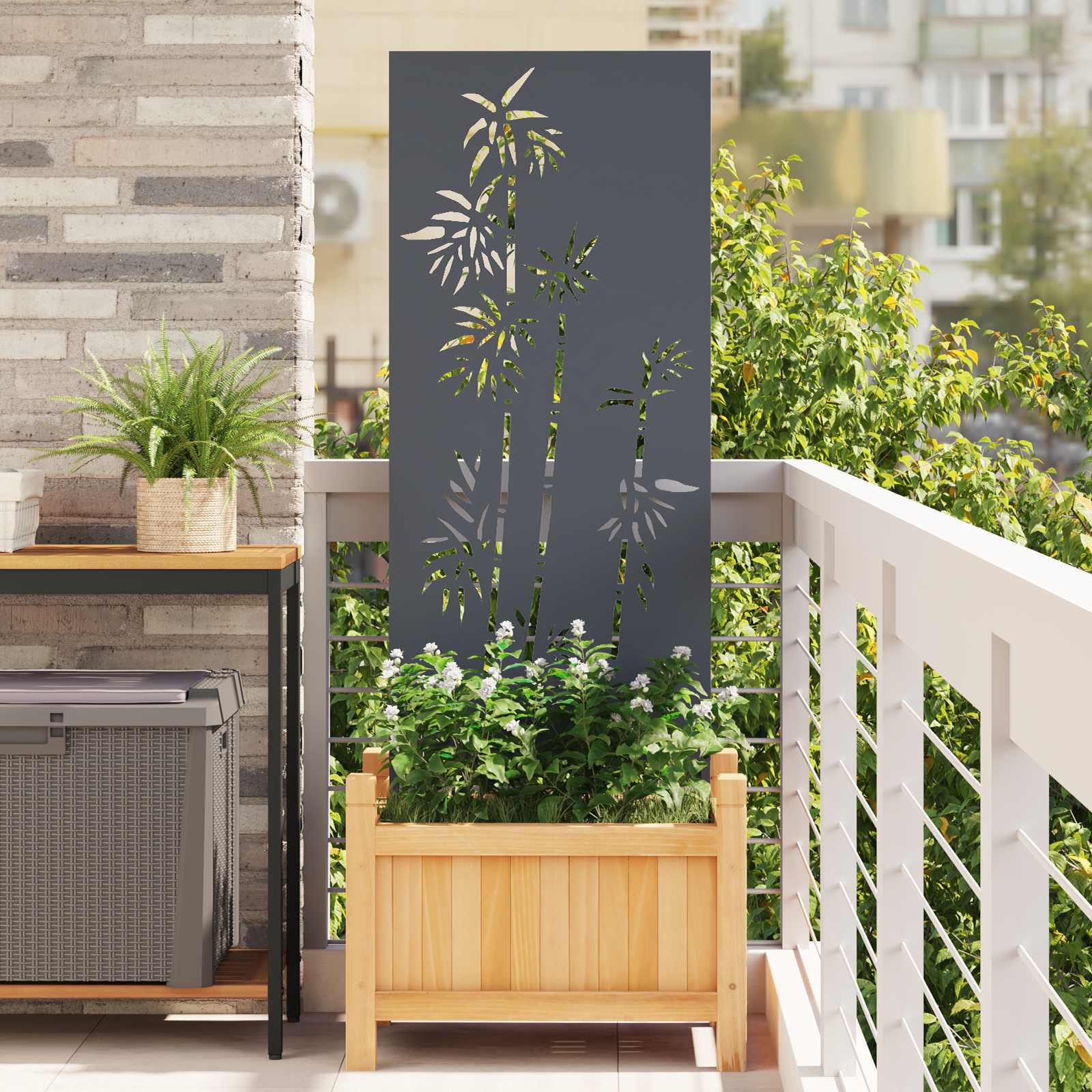 Οθόνη Ιδιωτικότητας Κήπου Floral Ανθρακί 50 x 140 εκ