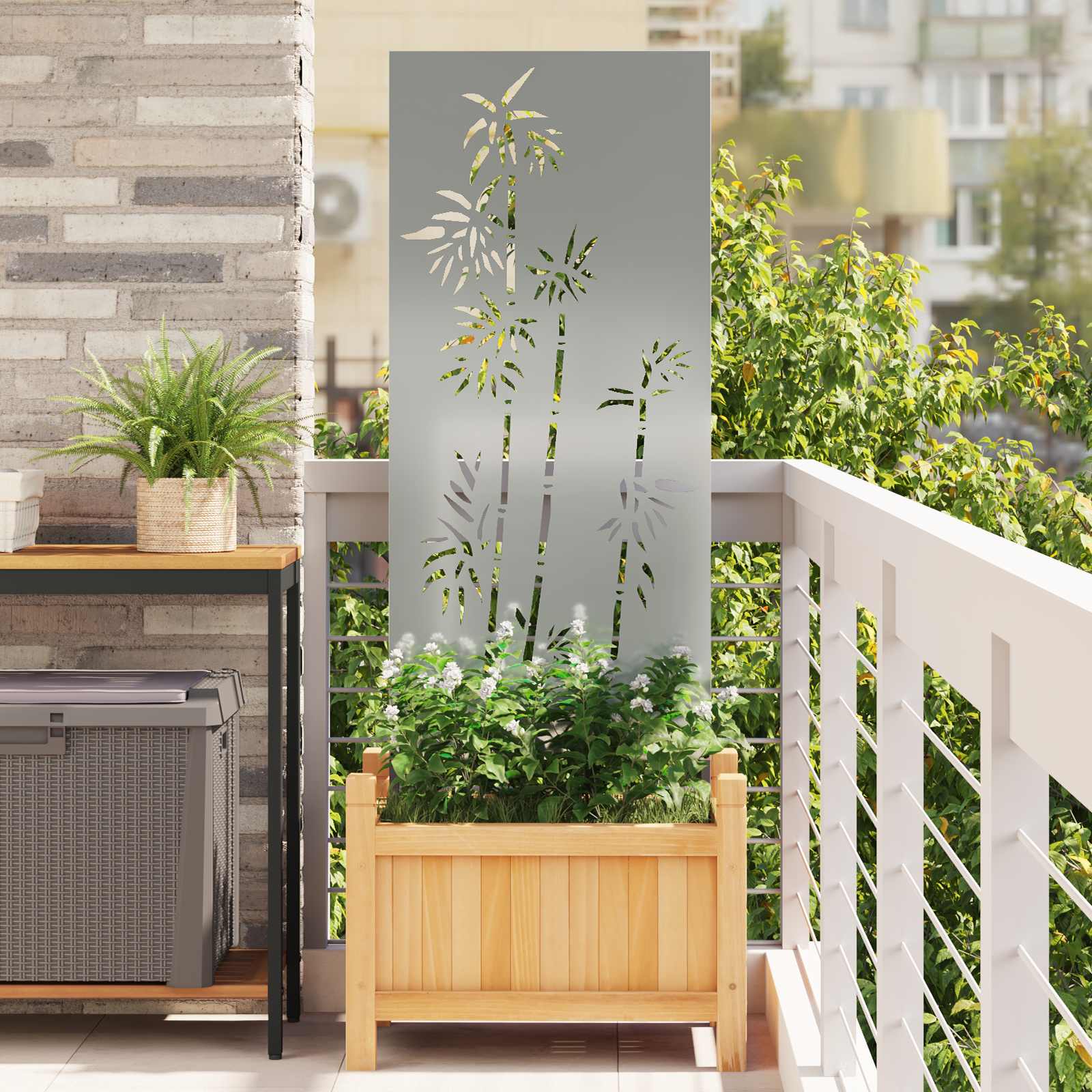 Οθόνη Ιδιωτικότητας Κήπου Floral Ασημί 50 x 140 εκ