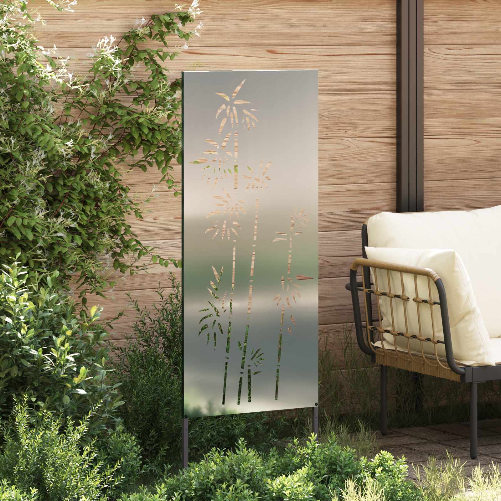 Οθόνη Ιδιωτικότητας Κήπου Floral Ασημί 50 x 140 εκ