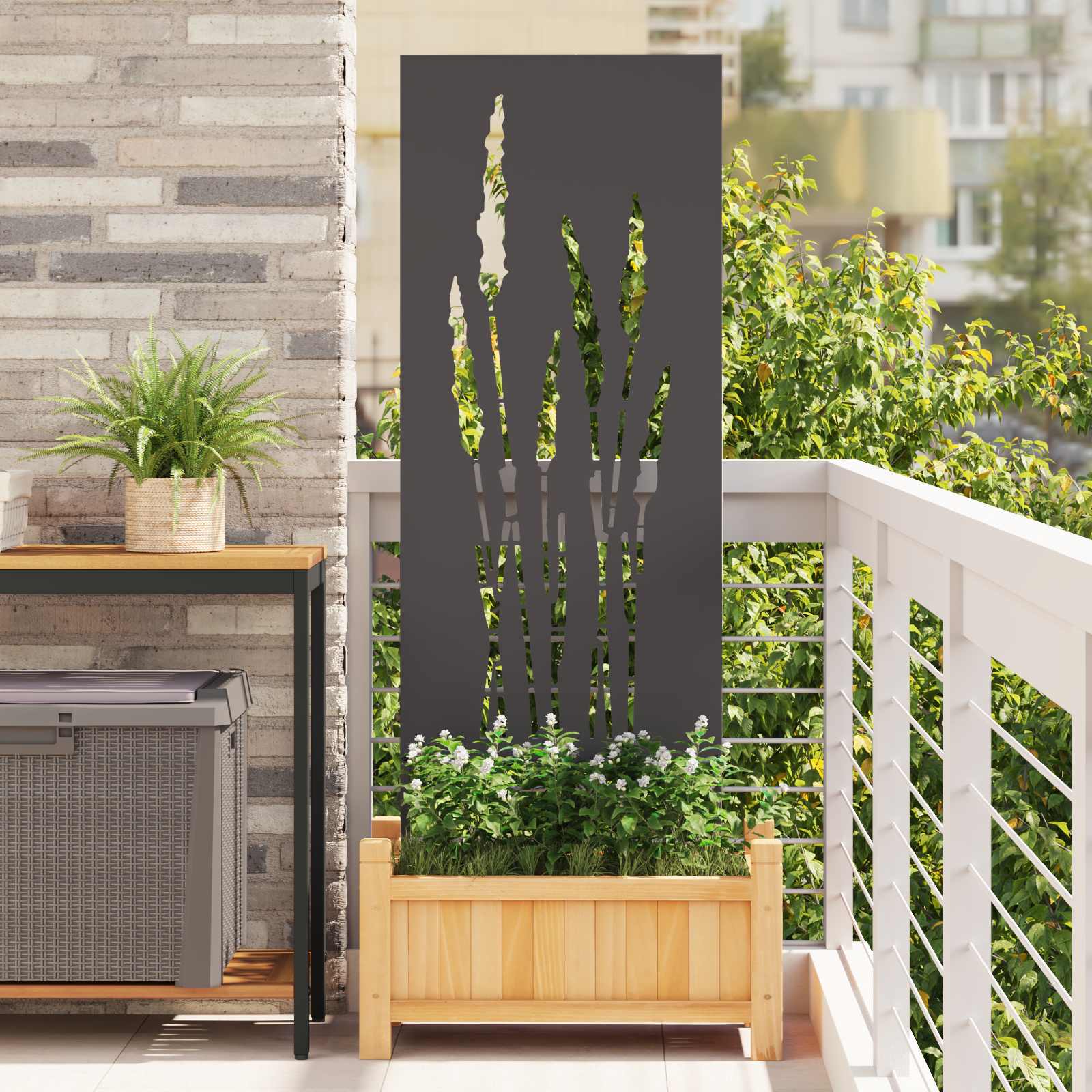 Οθόνη Ιδιωτικότητας Κήπου Floral Μαύρο 50 x 140 εκ