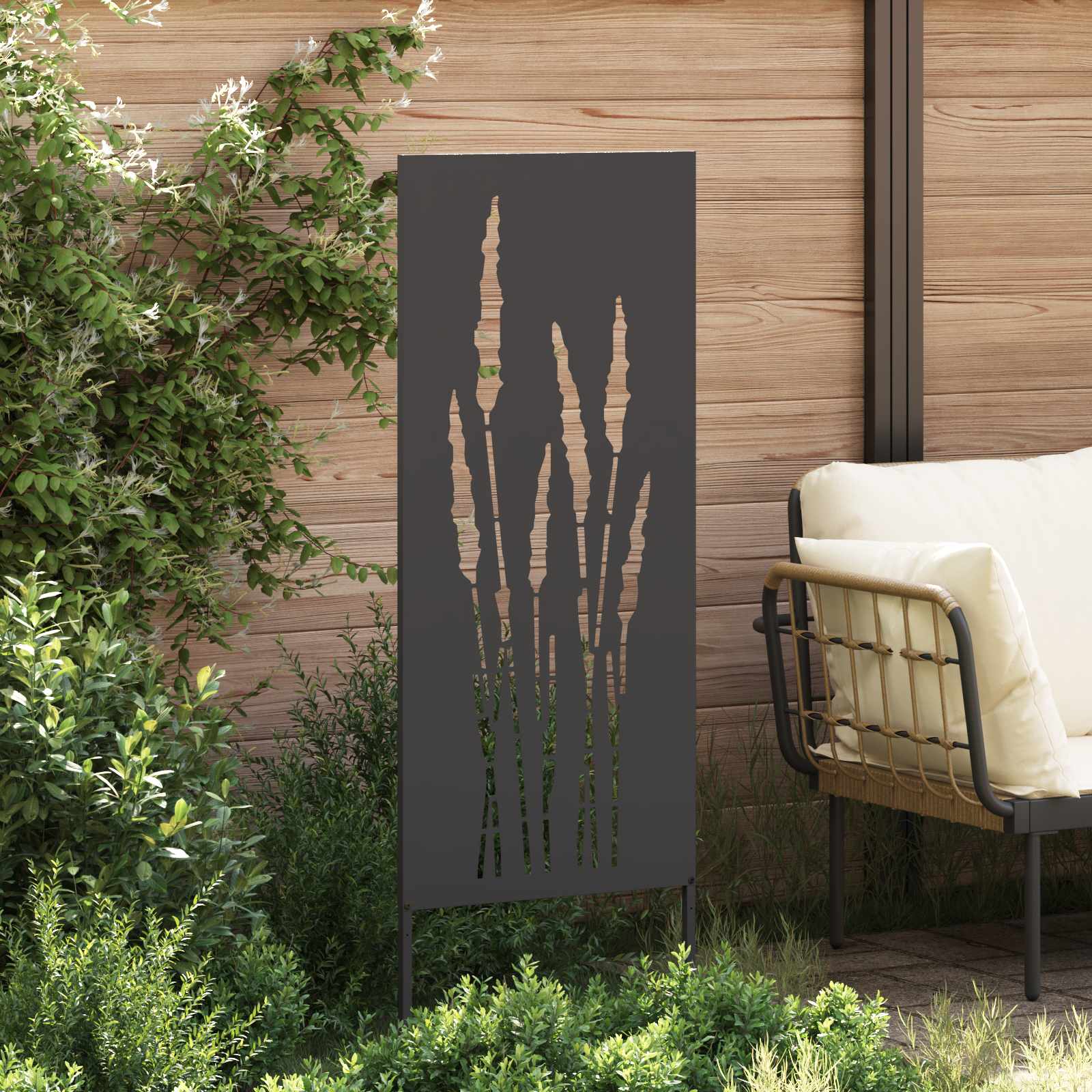 Οθόνη Ιδιωτικότητας Κήπου Floral Μαύρο 50 x 140 εκ