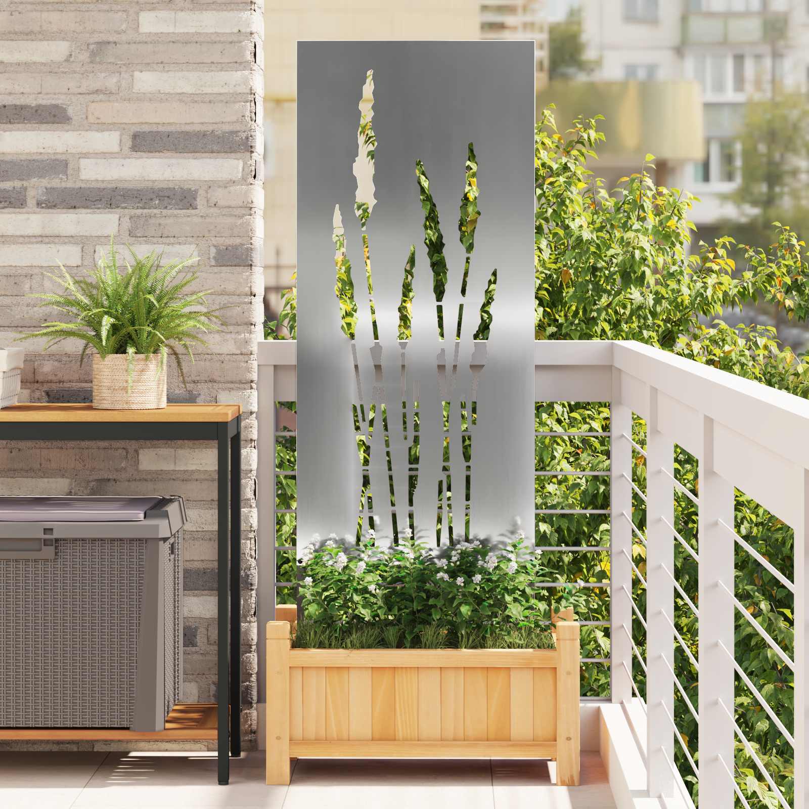 Οθόνη Ιδιωτικότητας Κήπου Floral Ασημί 50 x 140 εκ