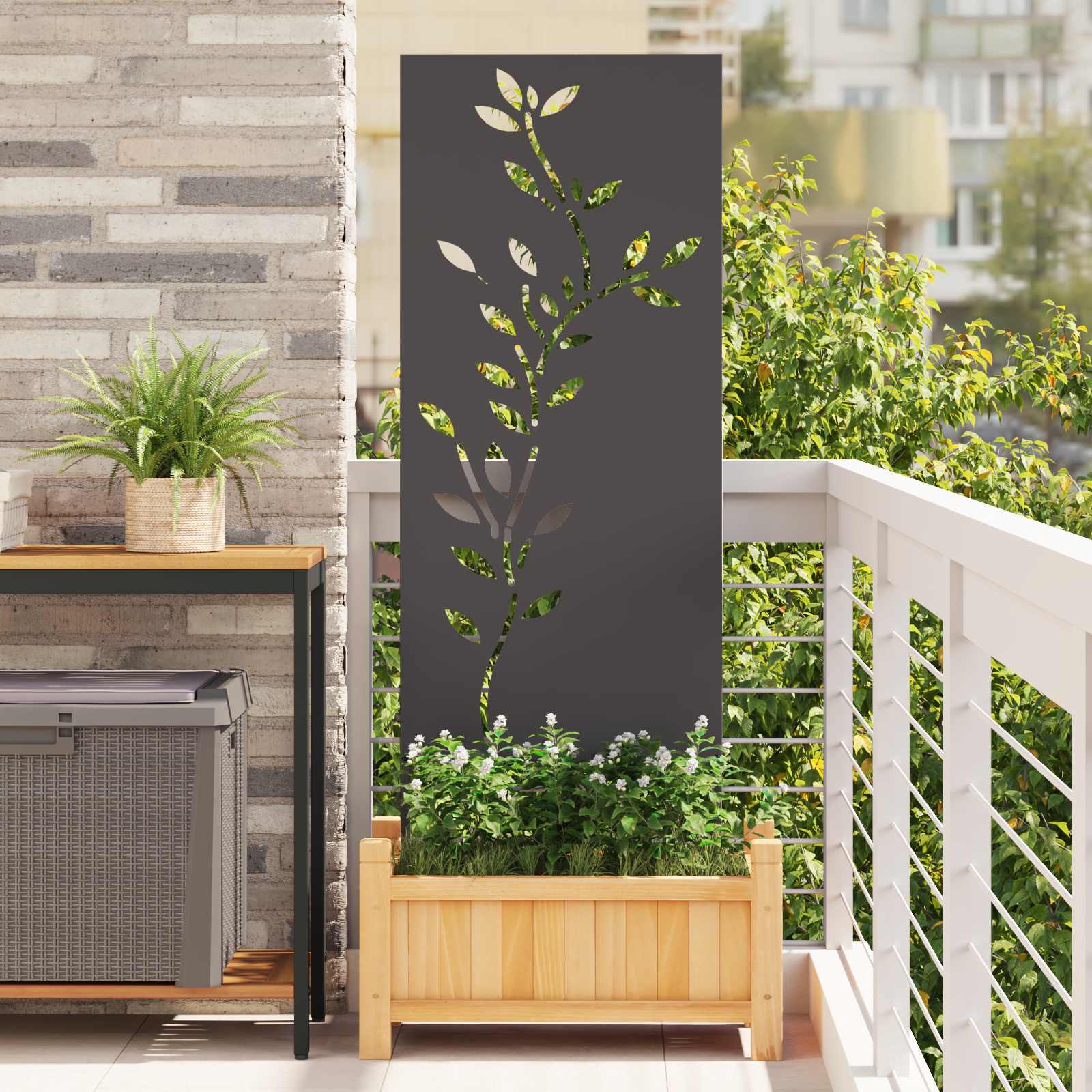 Οθόνη Ιδιωτικότητας Κήπου Floral Μαύρο 50 x 140 εκ - Pakobazaar