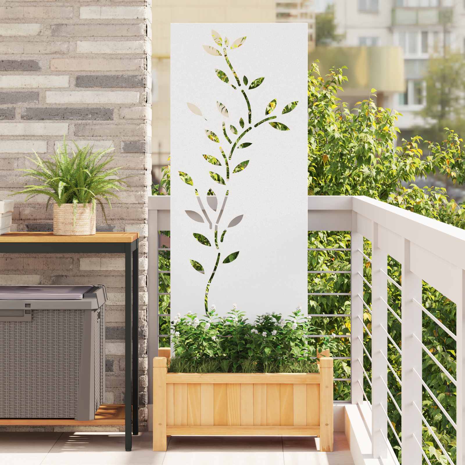 Οθόνη Ιδιωτικότητας Κήπου Floral Λευκό 50 x 140 εκ