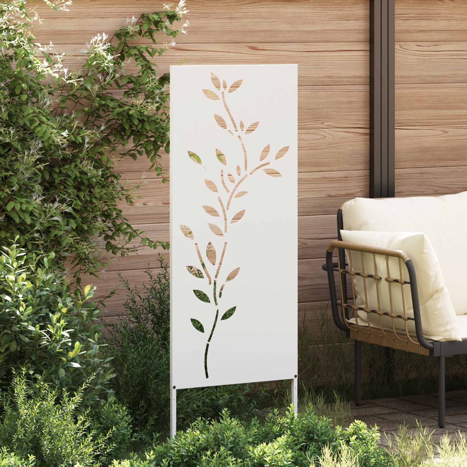 Οθόνη Ιδιωτικότητας Κήπου Floral Λευκό 50 x 140 εκ