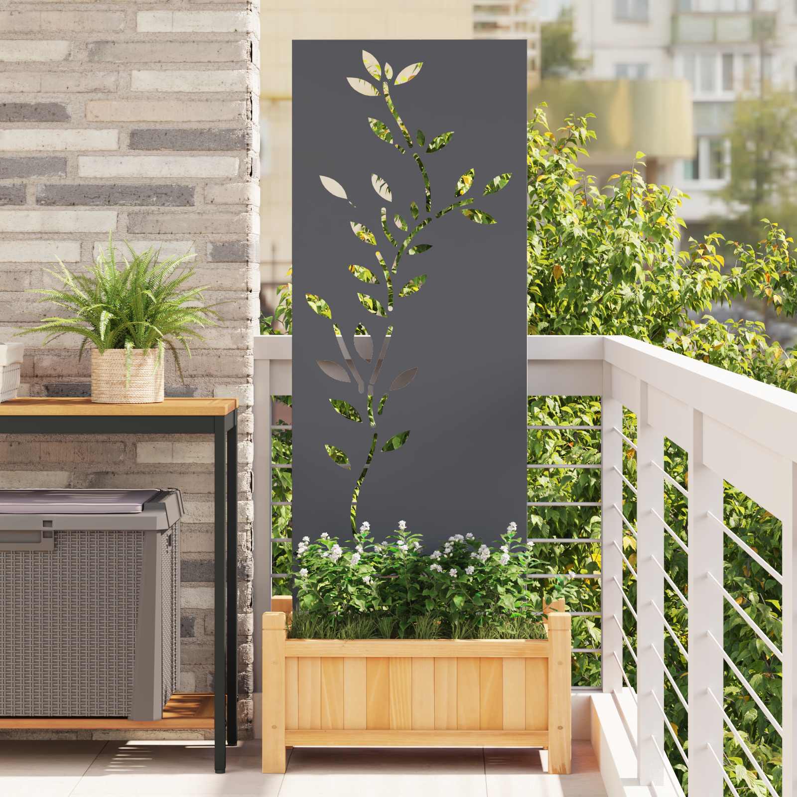 Οθόνη Ιδιωτικότητας Κήπου Floral Ανθρακί 50 x 140 εκ
