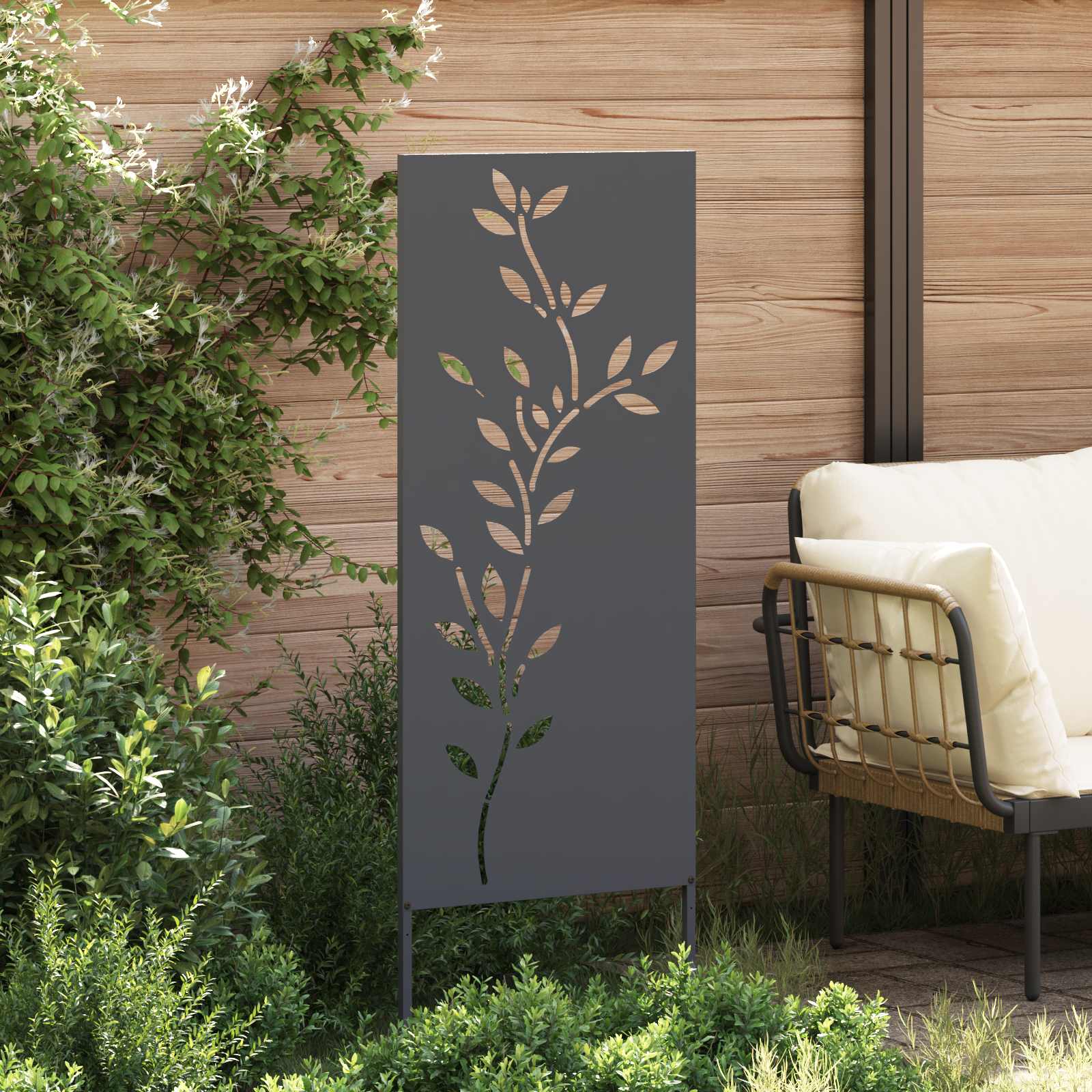 Οθόνη Ιδιωτικότητας Κήπου Floral Ανθρακί 50 x 140 εκ
