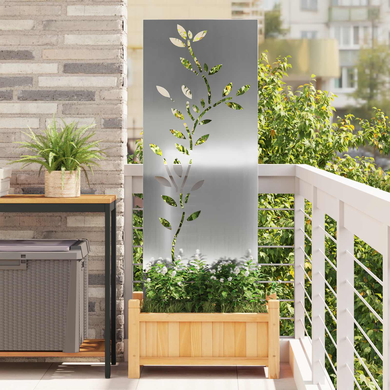 Οθόνη Ιδιωτικότητας Κήπου Floral Ασημί 50 x 140 εκ