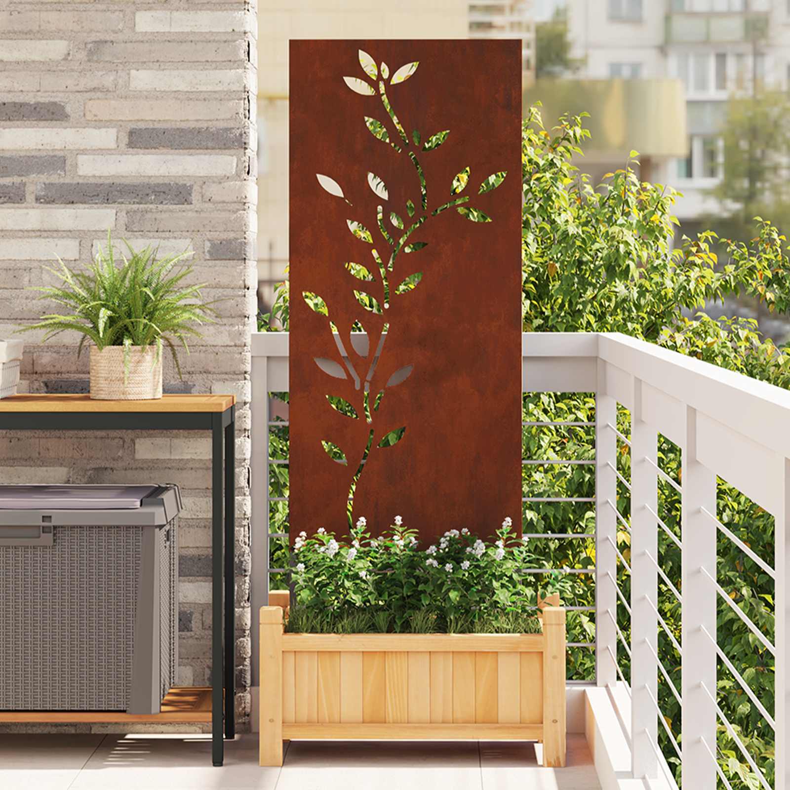 Οθόνη Ιδιωτικότητας Κήπου Floral Σκ rusty 50 x 140 εκ - Pakobazaar