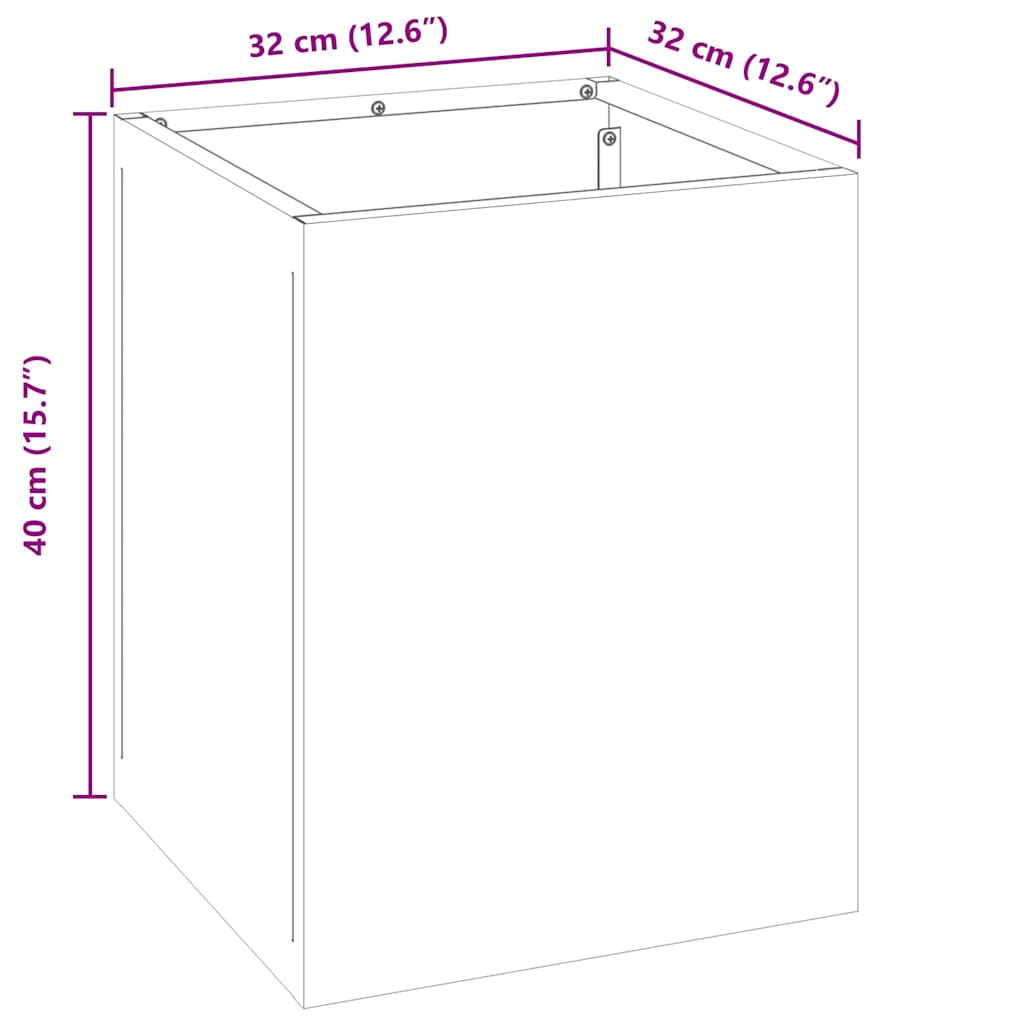 Γλάστρα Κήπου Λευκό 32 x 32 x 40 εκ. Ψυχρής έλασης χάλυβας