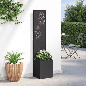 Οθόνη Ιδιωτικότητας Κήπου Floral Μαύρο 32 x 32 x 150 εκ