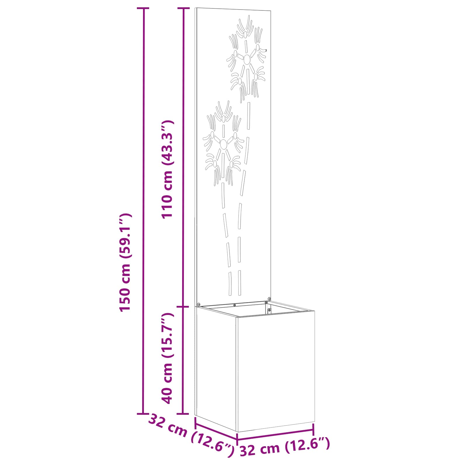Οθόνη Ιδιωτικότητας Κήπου Σκ rusty 50 x 32 x 150 εκ - Pakobazaar