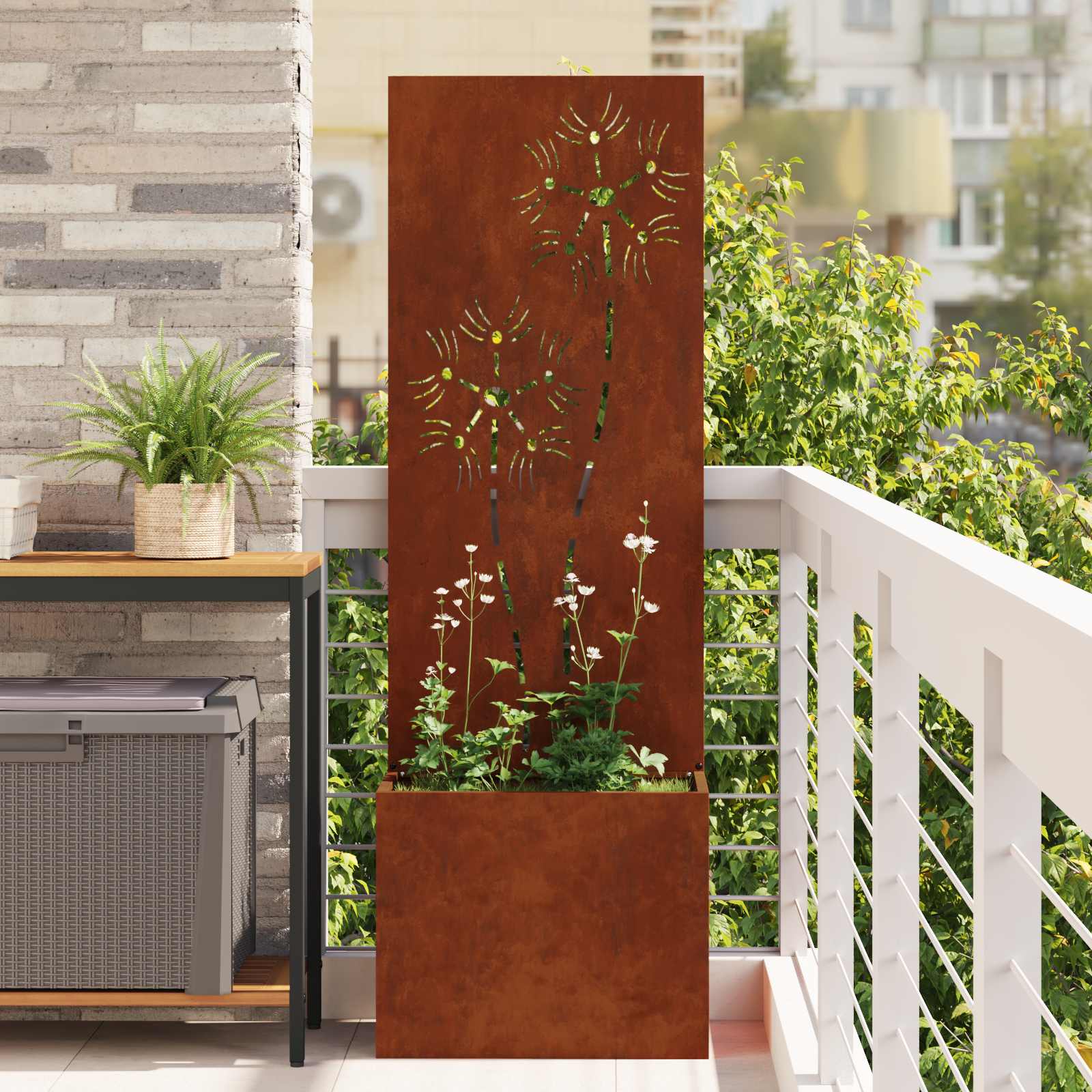 Οθόνη Ιδιωτικότητας Κήπου Floral Σκ rusty 50 x 32 x 150 εκ - Pakobazaar