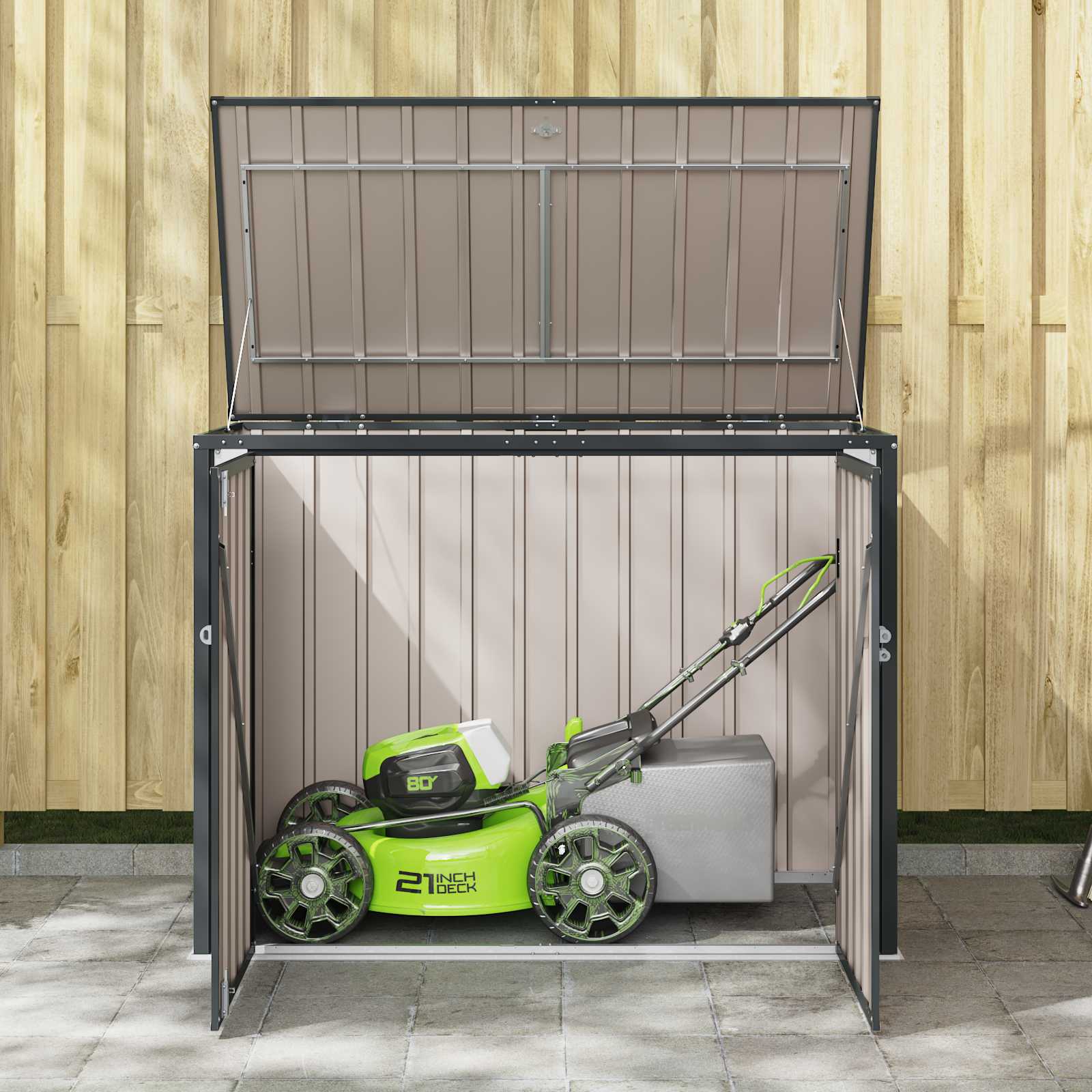 Κουτί αποθήκευσης κήπου Μαύρο 151,5 x 82 x 110,5 εκ Ατσάλι