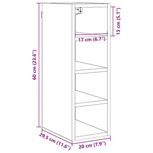 Κρεμαστό ντουλάπι Μαύρη δρυς 20 x 29,5 x 60 εκ.