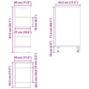 Βάση Ντουλάπας Κουζίνας Μαύρη δρυς 30 x 44,5 x 81,5 εκ.